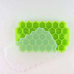 IJsblokjes vorm honingraat - groen - 2 stuks - Ice cubes - IJsblokjes maker - IJSblokjes container - ijsblokjes machine - Ijsblokjesvorm met deksel - Cave & Garden