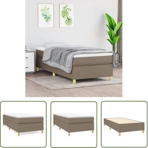 The Living Store Bedframe zonder matras 100x200 cm stof taupe - Boxspring Frame - Tweepersoons Bed - Bedframe - Stof Bed - Taupe Bed