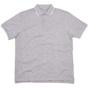 Herenpolo 'Tipped' met korte mouwen Grey Melange - S