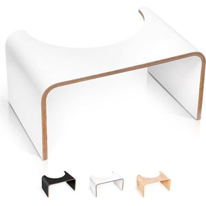 Houten Toiletkruk - Wit - Voor Volwassenen - Fysiologische Voetsteun - Squatty Positionering - Tegen Verstoppingen