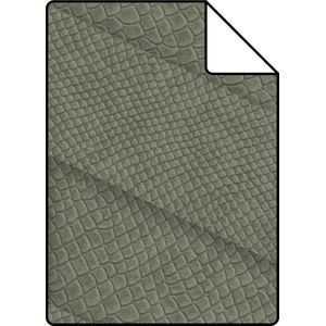 Proefstaal Origin Wallcoverings behang tegelmotief met slangenprint vergrijsd olijfgroen - 26,5 x 21 cm - 347792-S