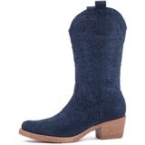 Smile Favorites® Dames Cowboylaarzen Western - Blauw - Suedine - Maat 36 -