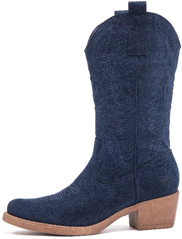 Smile Favorites® Dames Cowboylaarzen Western - Blauw - Suedine - Maat 36 -