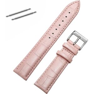 Fako® - Horlogebandje - Echt Leer - 18mm - Croco - Roze