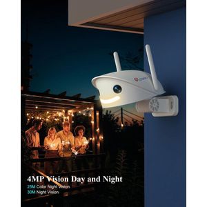 Bewakingscamera voor buiten 25K 4MP dual lens ultrabrede hoek 180 graden 24/5 GHz WLAN camera buiten personen-voertuig-huisdierherkenning nachtzicht 2-weg audio Cloud