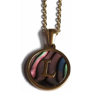 Aramat jewels -ketting-letter l- chirurgisch staal - schelp - goudkleurig-45cm - dames- rond