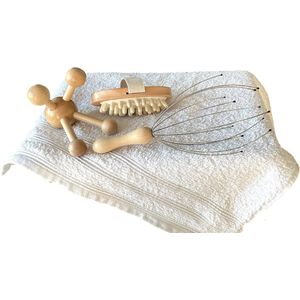 Massageset 3-delig - Inclusief verzenden - Geschenkset - Massage set - Hoofdmassage set - Bodymassage - Spin - Borstel - Hout - Houten