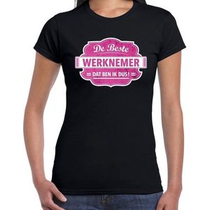 Cadeau t-shirt voor de beste werknemer voor dames - zwart met roze - werknemers - kado shirt / kleding - moederdag / collega XS
