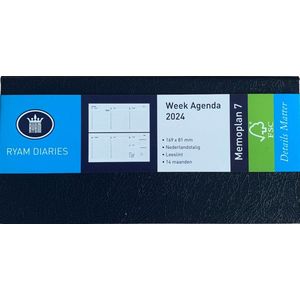 Ryam Zakagenda 2024 - Memoplan 7 Liggend Met Harde Kaft BLAUW (16cm x 8cm)