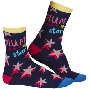Moederdag sokken | Mum you're a star | Kleur: Blauw | Maat: 37-42 | Aantal: 1 paar