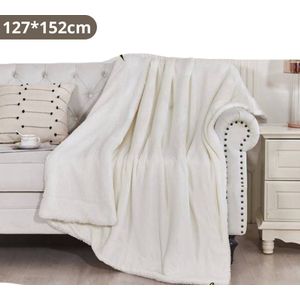 Nivard Deken - Pluche - Wollen - Dekentje - Fleece - Plaid - Knuffeldeken - Bank Deken - 1 Persoons - Wit