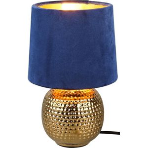 LED Tafellamp - Torna Sofia - E14 Fitting - Rond - Mat Blauw - Keramiek