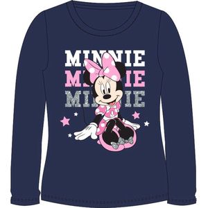 Minnie Mouse longsleeve shirt met glitternaam donker blauw maat 128