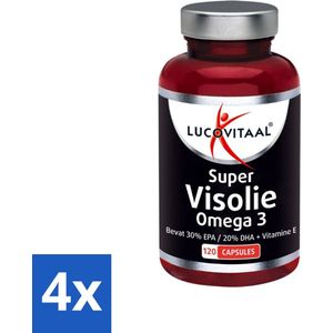 4 x Lucovitaal - Visolie - Super Omega 3 - 120 Capsules - Visolie - Omega 3 - Omega 6 - Vitamine E - Hartgezondheid