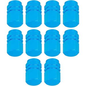 Stuurpen Cover Auto - Set van 10 Blauwe Wiel Ventiel Caps - Stofdichte Band Accessoires met Zeskant Vorm - Aluminium Caps