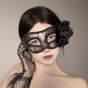 Maskerade masker hol kant masker party accessoires party masker, model 1 zwart