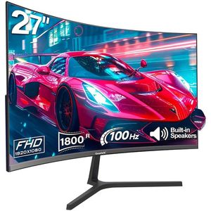 27-inch Curved Gaming Monitor – PC Monitor – Computer Scherm – Gaming Display – Breedbeeld Monitor – 100Hz Refresh Rate – Frameloos 1800R Curved Design