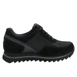 Waldläufer - Haiba - Sneakers - Zwart - Leer en Suède - Vetersluiting en Ritssluiting