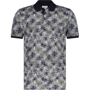 State of Art - Pique Polo Print Navy - Regular-fit - Heren Poloshirt Maat M