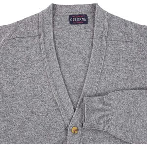 Osborne Knitwear Cardigan met knopen - Lamswol - Grey Mix - 2XL