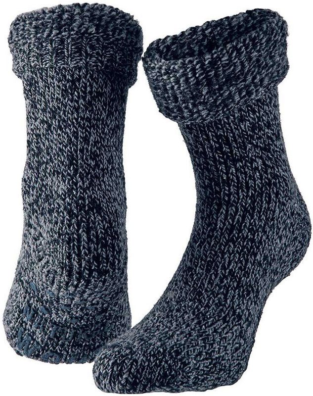 Apollo huissokken/slofsokken - Anti-slip - schapenwol - volwassenen - donkerblauw - warme wintersokken 43-46