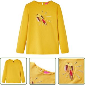 vidaXL Lang Mouwen - Kinderhemd - Kindershirt met lange mouwen 104 donker okerkleurig - Meisjes Hemd - Jongens Hemd - Kindermode