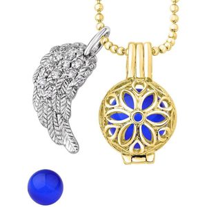 Quiges Engelenroeper 12mm Bolhouder met Ketting 70cm en Bolletje - Dames - Goudkleurig Bloem - EBS12105