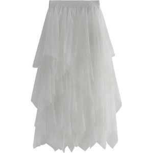 Dames rok - Tule Rok Wit - met elastische - hoge taille - balletrok - plooirok met A-lijn voor bruiloft - feest