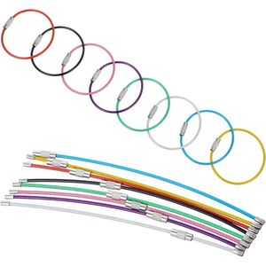 24 stuks Metalen Draad Sleutelhangers 2 mm - Roestvrijstalen Verbindingssleutelhangers - 59 inch Kabel Sleutelhangers - Voor Het Ophangen van Bagage ID-tags