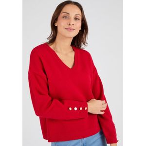 Damart - Trui met knopen, effen of met dierenprint - Dames - Rood - XS