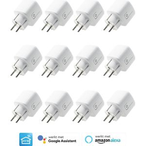 AyeWay Slimme Stekker met Energiemeter - Smart Plug - WiFi Stopcontact - Werkt met Google Home & Alexa - iOS & Android - 12 Stuks