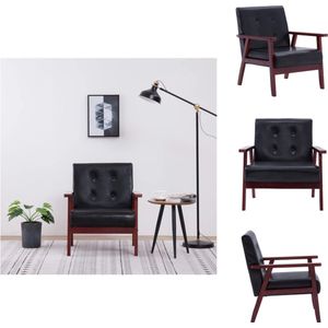 vidaXL Retro Fauteuil - Stoelen - Afmeting- 64.5 x 67 x 73.5 cm - Ken- Zwart - Draagvermogen- 110 kg - Materiaal- Houten frame en kunstleren bekleding - vidaXL - Fauteuil