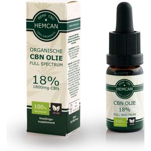 Organische CBN Olie 18% - Full Spectrum Hennepextract - Extra krachtige formule met 18% CBN én 6% CBD - Vegan - 100% Natuurlijk - Nieuw