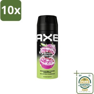 10 x AXE - Deodorant Spray - Epic Fresh - Citrus & Mint - Ultra Fris - 150 ml - Grootverpakking - AXE Epic Fresh - Deodorant Spray - Citrus Mint - Geur - Zweetbestrijding