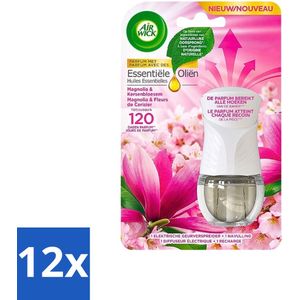 Air Wick Essential Oils - Elektrische Geurverspreider - Starterkit - Magnolia & Kersenbloesem - 19ml - Voordeelverpakking - 12 stuks