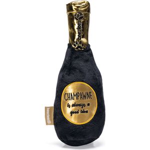 Beeztees Champagnefles - Hondenspeelgoed - Pluche - Zwart/Goud - 30x9x9 cm