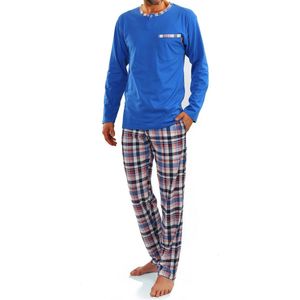 Heren Lange Pyjama Set Katoen Met Zak En Comfortabele Broek