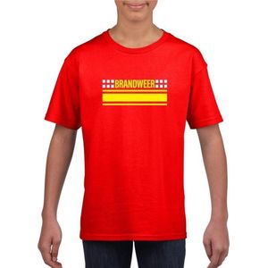 Brandweer logo rood t-shirt voor jongens en meisjes - Hulpdiensten verkleedkleding 134/140