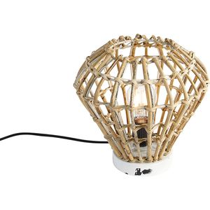 QAZQA diamondcanna - Landelijke Tafellamp - 1 lichts - H 24 cm - Naturel - Woonkamer | Slaapkamer | Keuken