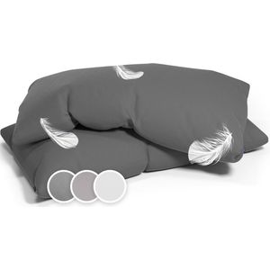 sleepwise - Soft Wonder-Edition - Kussenslopen - Donkergrijs - Set van 2 - 40x80cm