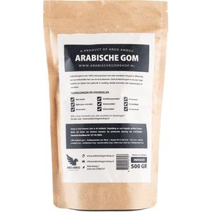 Arabische Gom / Acacia - 500 GR Poeder Stazak || 100% Biologisch / Natuurlijk || Plantaardig Bindmiddel en vele andere toepassingen. || Biologische vervanger voor o.a. Agar Agar, Gelatine, Xanthan Gum, Guarpitmeel en Johannesbroodpitmeel