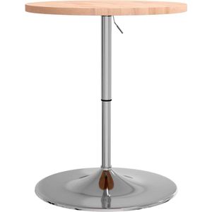 The Living Store Bartafel Ø 60x90,5 cm massief beukenhout - Bartafel - Houten Bartafel - Verchroomd Metal - Verhogen Tafel - Eetkamerstoel