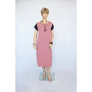 Rood-wit gestreepte wikkeljurk met rode knopen - L/40