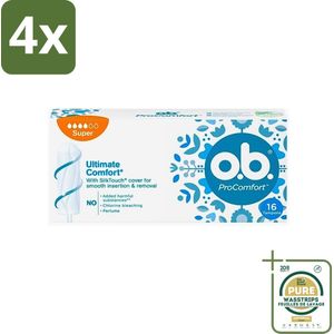 o.b. Tampons - ProComfort Super - Voor een Comfortabele & Veilige Bescherming - 16 Tampons - Voordeelverpakking - 4 stuks - O.b. - Super
