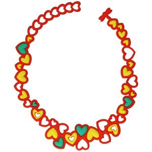 Batucada - Little Love - Collier van Plantaardige Oorsprong en Hypoallergeen - Meisjes Ketting met Hartjes – Antiallergisch Halsketting - oranje - geel - groen - lengte 30/35cm – ziet er uit als Rubber