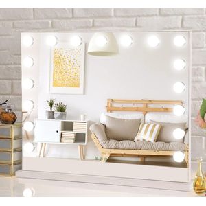 Grote Vanity Spiegel met 17 Lichten Dimbare LED-lampen Touch Control Ontwerp Cosmetische Spiegel voor Slaapkamer Dressing Kamer (70*55cm)