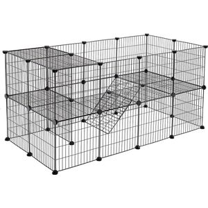 ACAZA - Modelaire Ren voor Huisdieren - 2 Niveaus - Konijnenren - Hamster - 143 x 73 x 71 cm