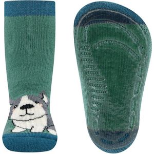 Ewers Antislipsok - Groen&Blauw - Hondje Grijs met Wit - Siliconenzool-25/26