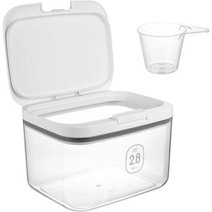 Opslagdoos voor wasmiddel - 2.8L - Waspoeder doos - Poeder wasmiddel container - Enkele knop opslag boxen - Wasmiddel doos voor wasparels - Kattenvoer - Hondenvoer - Blikken organizer