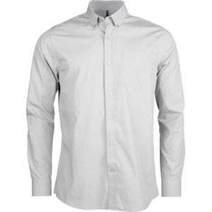 Kariban Heren Lange Mouwen Gewassen Poplin Shirt (Wit)